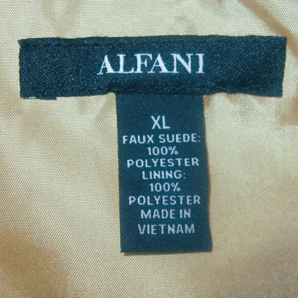 ALFANI-Mens-Size XL-Lt. Biege-Faux Suede Perforated Bomber Zip-Up Jacket Coat - Picture 2 of 9